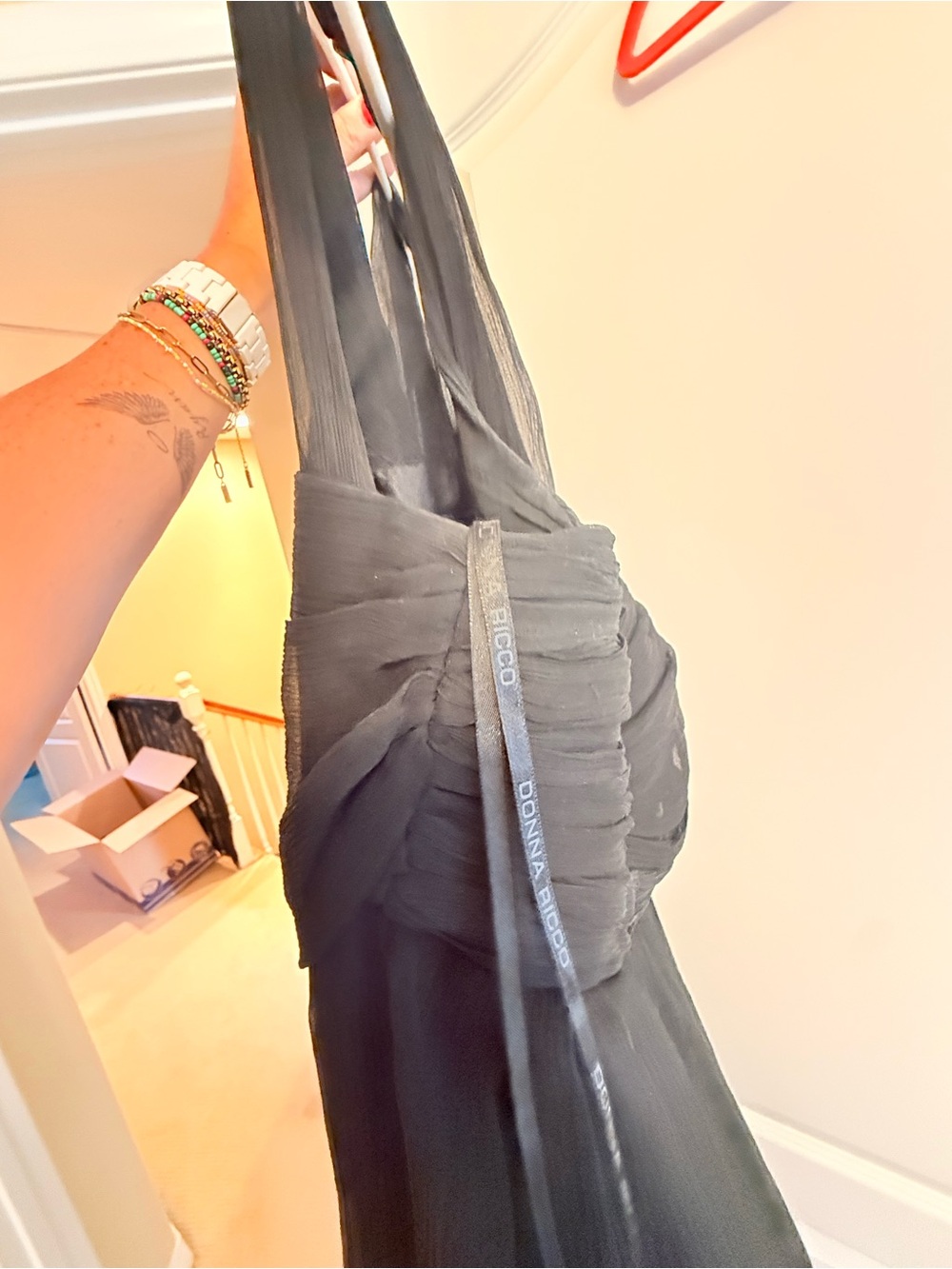 Donna Ricco Black Chiffon Sleeveless Cocktail Dress - Picture 5 of 12